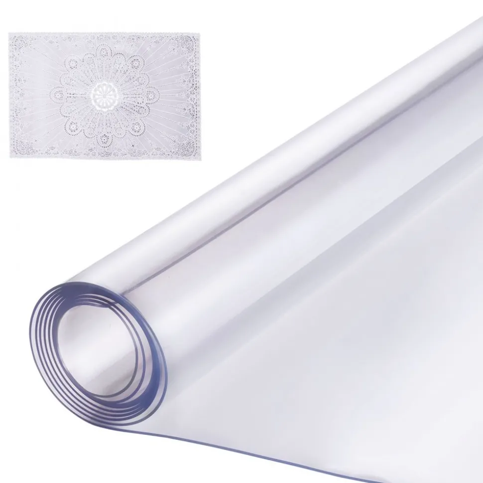 VEVOR Plastic Table Cover, 54 x 54 Inch 2.0 mm Thick Clear Table Protector, Square PVC Desk Mat, Waterproof & Easy Cleaning Desk Pad Tablecloth, for Office Dresser Dining Room Table Night Stand