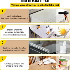 VEVOR Plastic Table Cover, 42 x 96 Inch 1.5 mm Thick Clear Table Protector, Rectangle PVC Desk Mat, Waterproof & Easy Cleaning Desk Pad Tablecloth, for Office Dresser Dining Room Table Night Stand