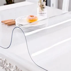VEVOR Plastic Table Cover, 42 x 96 Inch 1.5 mm Thick Clear Table Protector, Rectangle PVC Desk Mat, Waterproof & Easy Cleaning Desk Pad Tablecloth, for Office Dresser Dining Room Table Night Stand