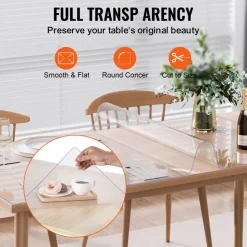 VEVOR Plastic Table Cover, 42 x 72 Inch 2.0 mm Thick Clear Table Protector, Rectangle PVC Desk Mat, Waterproof & Easy Cleaning Desk Pad Tablecloth, for Office Dresser Dining Room Table Night Stand