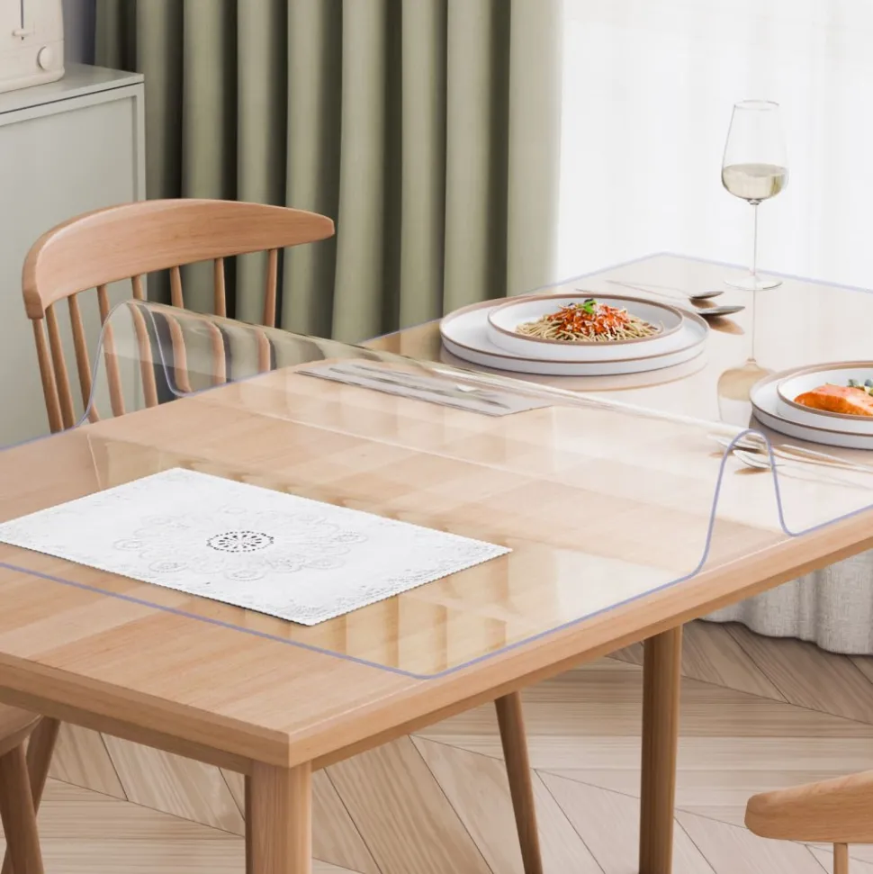 VEVOR Plastic Table Cover, 24 x 96 Inch 1.5 mm Thick Clear Table Protector, Rectangle PVC Desk Mat, Waterproof & Easy Cleaning Desk Pad Tablecloth, for Office Dresser Dining Room Table Night Stand