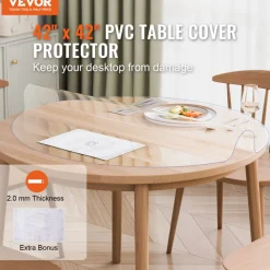 VEVOR Plastic Table Cover, 24 x 48 Inch 2.0 mm Thick Clear Table Protector, Rectangle PVC Desk Mat, Waterproof & Easy Cleaning Desk Pad Tablecloth, for Office Dresser Dining Room Table Night Stand