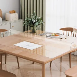 VEVOR Plastic Table Cover, 48 x 48 Inch 1.5 mm Thick Clear Table Protector, Square PVC Desk Mat, Waterproof & Easy Cleaning Desk Pad Tablecloth, for Office Dresser Dining Room Table Night Stand
