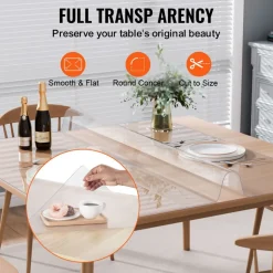 VEVOR Plastic Table Cover, 48 x 48 Inch 1.5 mm Thick Clear Table Protector, Square PVC Desk Mat, Waterproof & Easy Cleaning Desk Pad Tablecloth, for Office Dresser Dining Room Table Night Stand