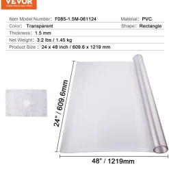 VEVOR Plastic Table Cover, 54 x 54 Inch 1.5 mm Thick Clear Table Protector, Square PVC Desk Mat, Waterproof & Easy Cleaning Desk Pad Tablecloth, for Office Dresser Dining Room Table Night Stand