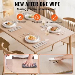 VEVOR Plastic Table Cover, 54 x 54 Inch 1.5 mm Thick Clear Table Protector, Square PVC Desk Mat, Waterproof & Easy Cleaning Desk Pad Tablecloth, for Office Dresser Dining Room Table Night Stand