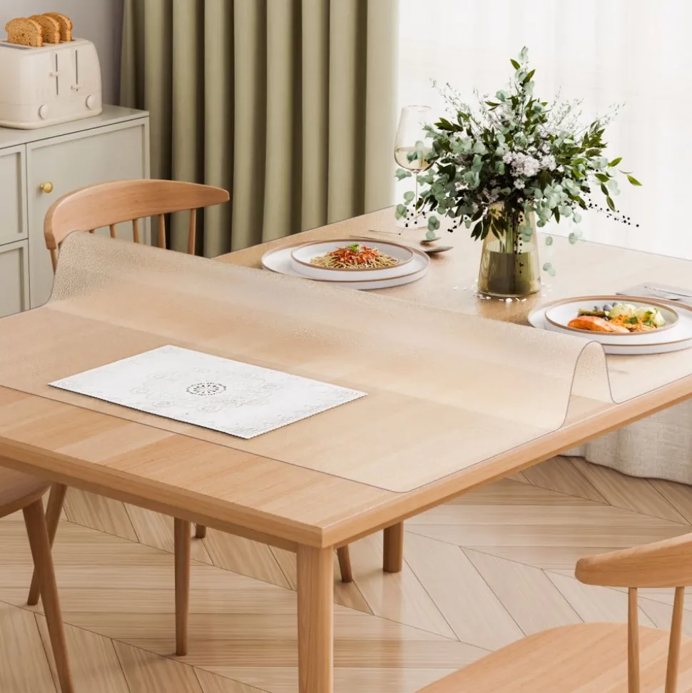 VEVOR Plastic Table Cover, 42 x 60 Inch 1.5 mm Thick Frosted Table Protector, Rectangle PVC Desk Mat, Waterproof & Easy Cleaning Desk Pad Tablecloth, for Office Dresser Dining Room Table Night Stand