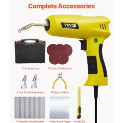 VEVOR Plastic Welding Kit, 220W Plastic Welder Gun with 800PCS Hot Staples & 56PCS Welding Rods, Professional Hot Staple Welding Gun with LED Light, Carrying Case for Kayak, Toys, Car Bumper Repair