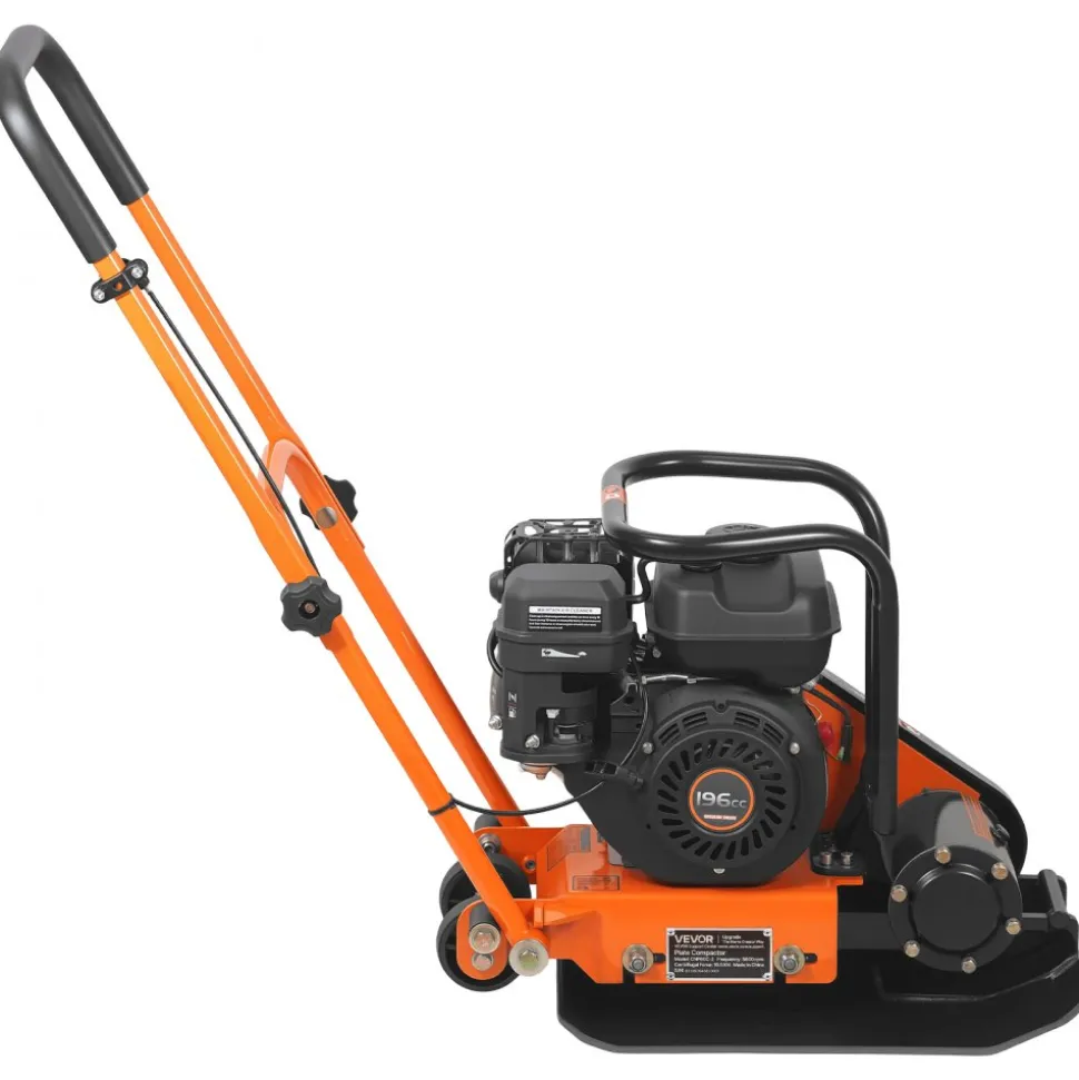 VEVOR Plate Compactor, 6.5 HP 196CC Gas Engine, 5600 VPM Vibrating Ground Rammer, 2360 lbs Compaction Force, 20.1 x 15 in Plate, Walk Behind Compactor for Paver Landscaping, Asphalt, Foundation, Soil