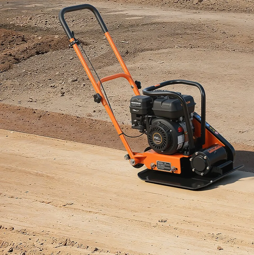 VEVOR Plate Compactor, 6.5 HP 196CC Gas Engine, 5600 VPM Vibrating Ground Rammer, 2360 lbs Compaction Force, 20.1 x 15 in Plate, Walk Behind Compactor for Paver Landscaping, Asphalt, Foundation, Soil