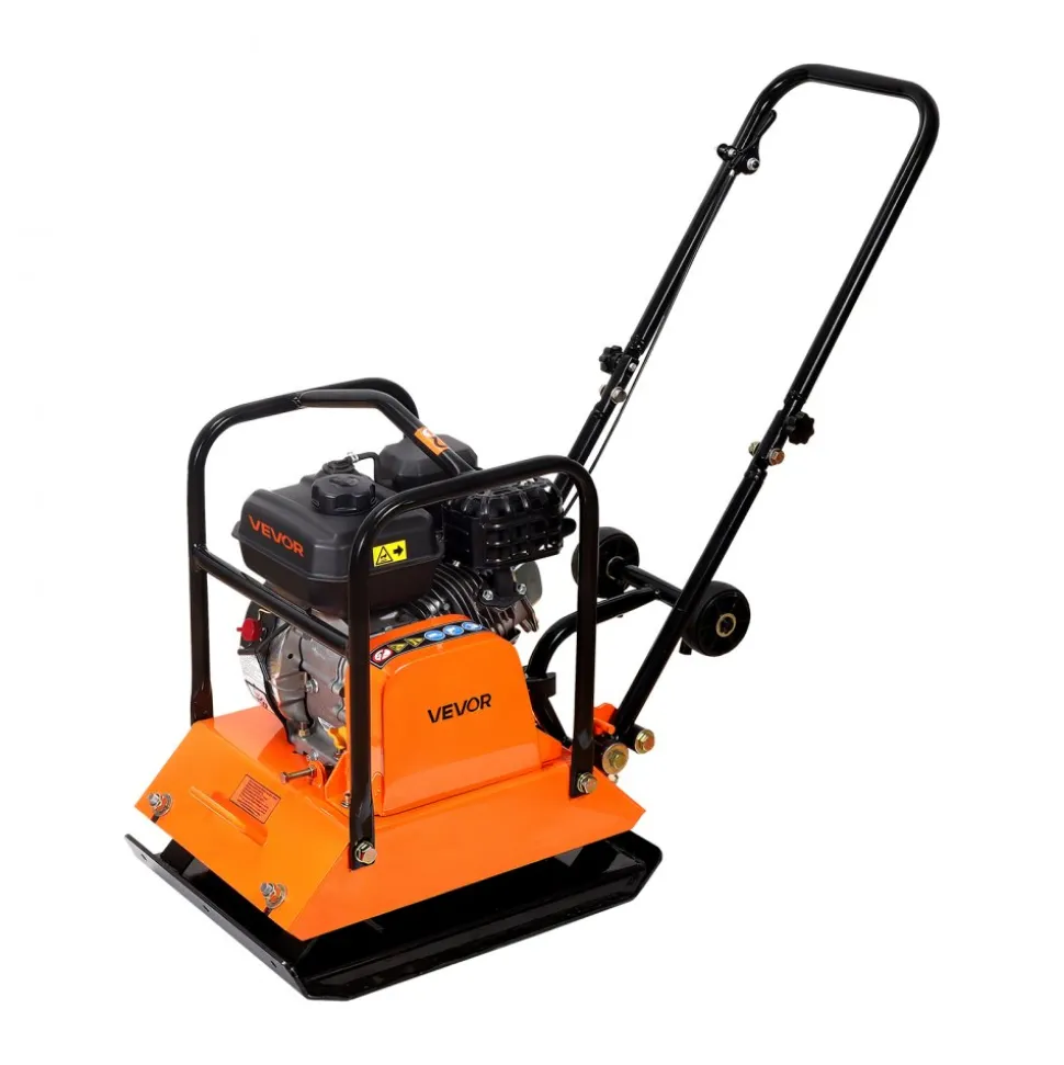 VEVOR Plate Compactor, 6.5 HP 196CC Gas Engine, 5700 VPM Vibrating Ground Rammer, 4047 lbs Compaction Force, 21 x 16 in Plate, Walk Behind Compactor for Paver Landscaping, Asphalt, Foundation, Soil