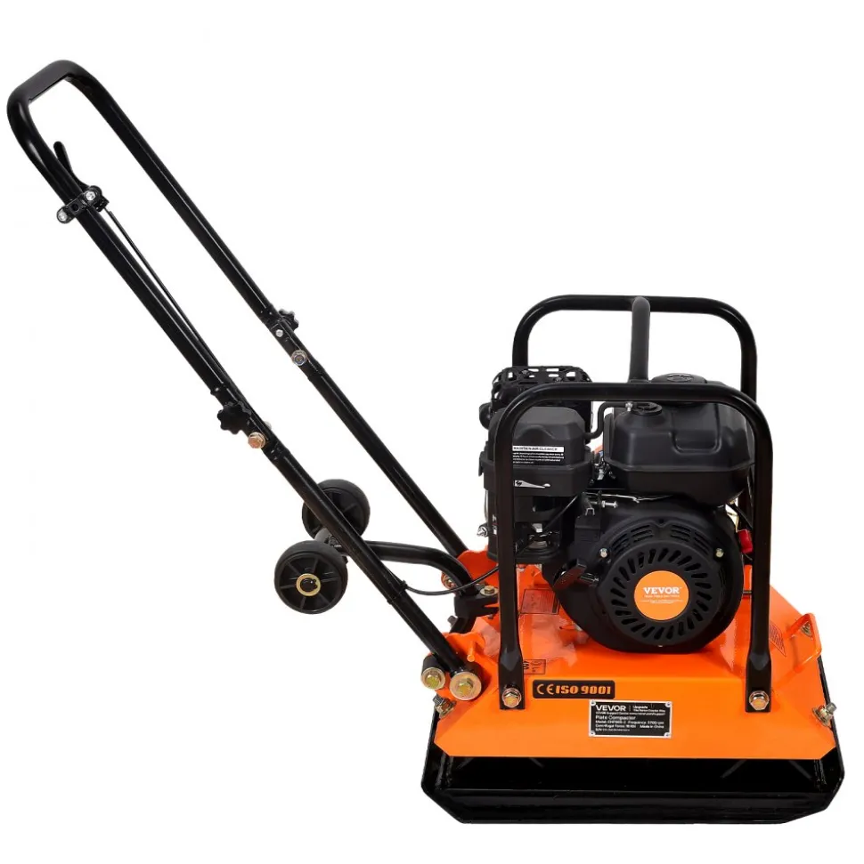 VEVOR Plate Compactor, 6.5 HP 196CC Gas Engine, 5700 VPM Vibrating Ground Rammer, 4047 lbs Compaction Force, 21 x 16 in Plate, Walk Behind Compactor for Paver Landscaping, Asphalt, Foundation, Soil