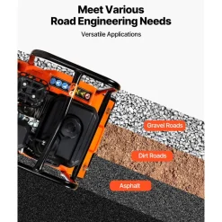 VEVOR Plate Compactor, 6.5 HP 196CC Gas Engine, 5700 VPM Vibrating Ground Rammer, 4047 lbs Compaction Force, 21 x 16 in Plate, Walk Behind Compactor for Paver Landscaping, Asphalt, Foundation, Soil