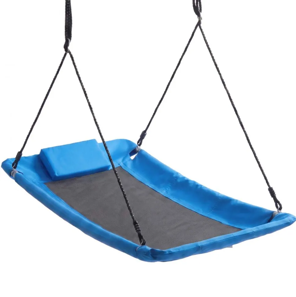 VEVOR Platform Tree Swing for Kids and Adults 700 lbs 60" Rectangle Blue, for Backyard Outdoor & Indoor, 900D Oxford Fabric Giant Seat with 2 Hanging Straps, Adjustable Ropes and Curved Edge Design