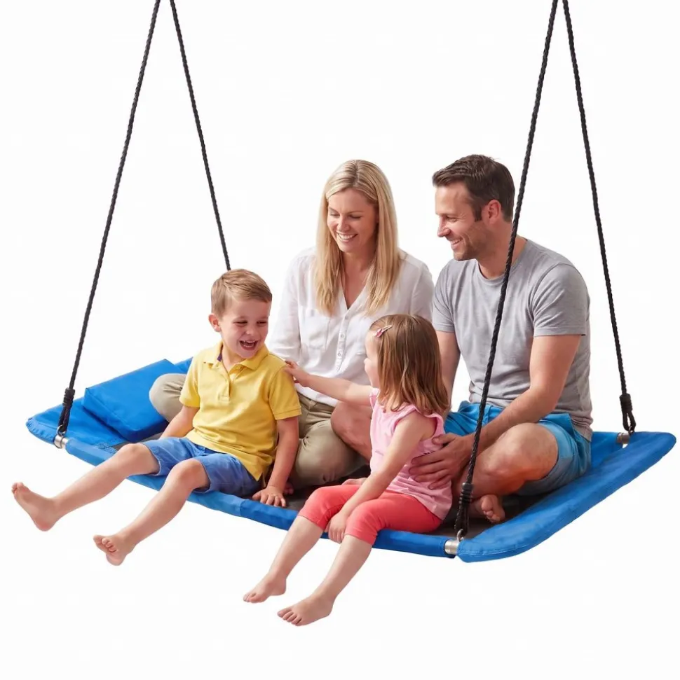 VEVOR Platform Tree Swing for Kids and Adults 700 lbs 60" Rectangle Blue, for Backyard Outdoor & Indoor, 900D Oxford Fabric Giant Seat with 2 Hanging Straps, Adjustable Ropes and Curved Edge Design