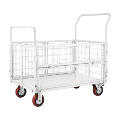 VEVOR Platform Truck Cart with Cage, 2000 lbs Capacity, 6-in-1 Foldable Flatbed Cart with Swivel Wheels, Heavy Duty Hand Truck, Multi-Functional Push Dolly, for Grocery Laundry, 44.5 x 26.6 x 42.1 in