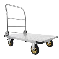 VEVOR Platform Truck, 2000 lbs Capacity, Heavy Duty Steel Flatbed Cart with Swivel Wheels and Handle, Foldable Platform Hand Push Truck Dolly, for Groceries, Garage, Warehouse, 35.4 x 23.6 x 35.4 in