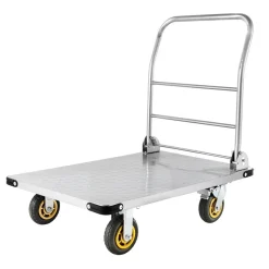 VEVOR Platform Truck, 2000 lbs Capacity, Heavy Duty Steel Flatbed Cart with Swivel Wheels and Handle, Foldable Platform Hand Push Truck Dolly, for Groceries, Garage, Warehouse, 35.4 x 23.6 x 35.4 in