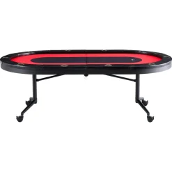 VEVOR 10 Player Foldable Poker Table, Blackjack Texas Holdem Poker Table with Padded Rails and Stainless Steel Cup Holders, Portable Folding Card Board Game Table, 90