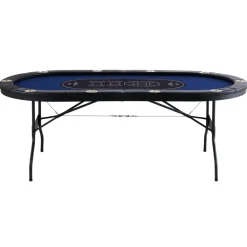 VEVOR 10 Player Foldable Poker Table, Blackjack Texas Holdem Poker Table with Padded Rails and Stainless Steel Cup Holders, Portable Folding Card Board Game Table, 84
