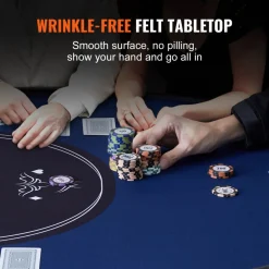VEVOR 10 Player Foldable Poker Table, Blackjack Texas Holdem Poker Table with Padded Rails and Stainless Steel Cup Holders, Portable Folding Card Board Game Table, 84