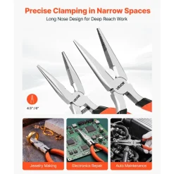 VEVOR Pliers Set 7-Piece Utility Set Polished Carbon Steel Jaw Hand Tools, For DIY & Home Use, 8