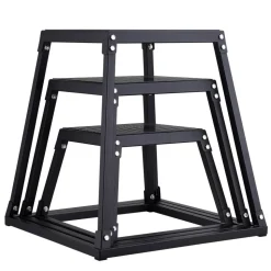 VEVOR Plyometric Jump Boxes, 12/18/24 Inch Plyo Box, Platform and Jumping Agility Box, Anti-Slip Fitness Exercise Step Up Box Set for Home Gym Training, Conditioning Strength Training, Black