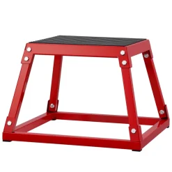 VEVOR Plyometric Jump Box, 12 Inch Plyo Box, Steel Plyometric Platform and Jumping Agility Box, Anti-Slip Fitness Exercise Step Up Box for Home Gym Training, Conditioning Strength Training, Red