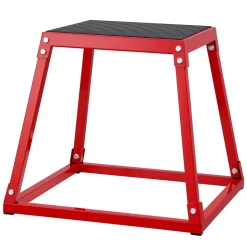 VEVOR Plyometric Jump Box, 18 Inch Plyo Box, Steel Plyometric Platform and Jumping Agility Box, Anti-Slip Fitness Exercise Step Up Box for Home Gym Training, Conditioning Strength Training, Red