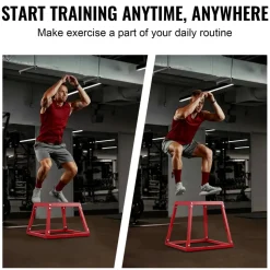 VEVOR Plyometric Jump Box, 18 Inch Plyo Box, Steel Plyometric Platform and Jumping Agility Box, Anti-Slip Fitness Exercise Step Up Box for Home Gym Training, Conditioning Strength Training, Red