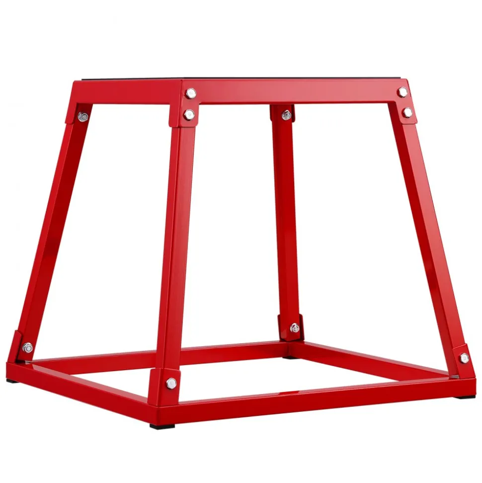 VEVOR Plyometric Jump Box, 18 Inch Plyo Box, Steel Plyometric Platform and Jumping Agility Box, Anti-Slip Fitness Exercise Step Up Box for Home Gym Training, Conditioning Strength Training, Red