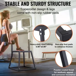 VEVOR Plyometric Jump Box, 18 Inch Plyo Box, Steel Plyometric Platform and Jumping Agility Box, Anti-Slip Fitness Exercise Step Up Box for Home Gym Training, Conditioning Strength Training, Black