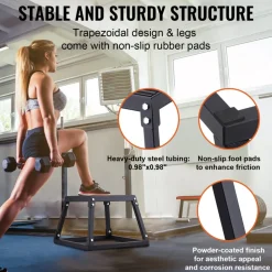VEVOR Plyometric Jump Box, 12 Inch Plyo Box, Steel Plyometric Platform and Jumping Agility Box, Anti-Slip Fitness Exercise Step Up Box for Home Gym Training, Conditioning Strength Training, Black