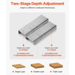 VEVOR Pneumatic Carton Closing Stapler, 13 Gauge Pneumatic Cardboard Staple Gun for 1-3/8 inch Crown 5/8