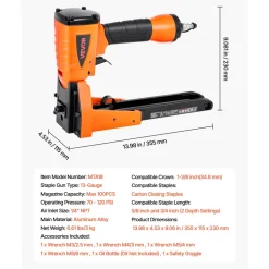 VEVOR Pneumatic Carton Closing Stapler, 13 Gauge Pneumatic Cardboard Staple Gun for 1-3/8 inch Crown 5/8