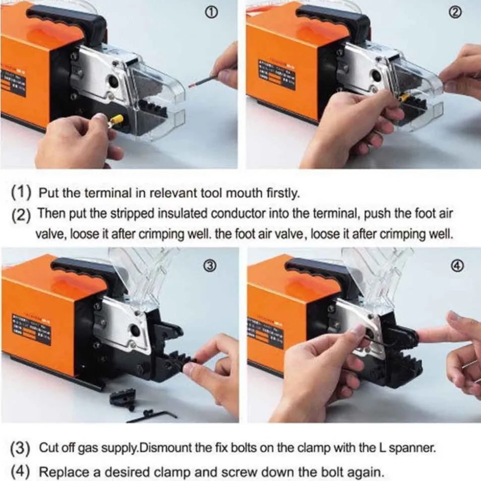 VEVOR Pneumatic Crimping Tool Am-10, Air Powered Wire Terminal Crimping Machine Crimping Up To 16mm2, Pneumatic Crimper Plier Machine with 10 Sets Of Dies for Many Kinds of Terminals