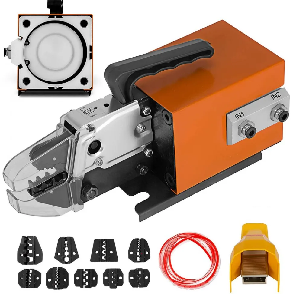 VEVOR Pneumatic Crimping Tool Am-10, Air Powered Wire Terminal Crimping Machine Crimping Up To 16mm2, Pneumatic Crimper Plier Machine with 10 Sets Of Dies for Many Kinds of Terminals