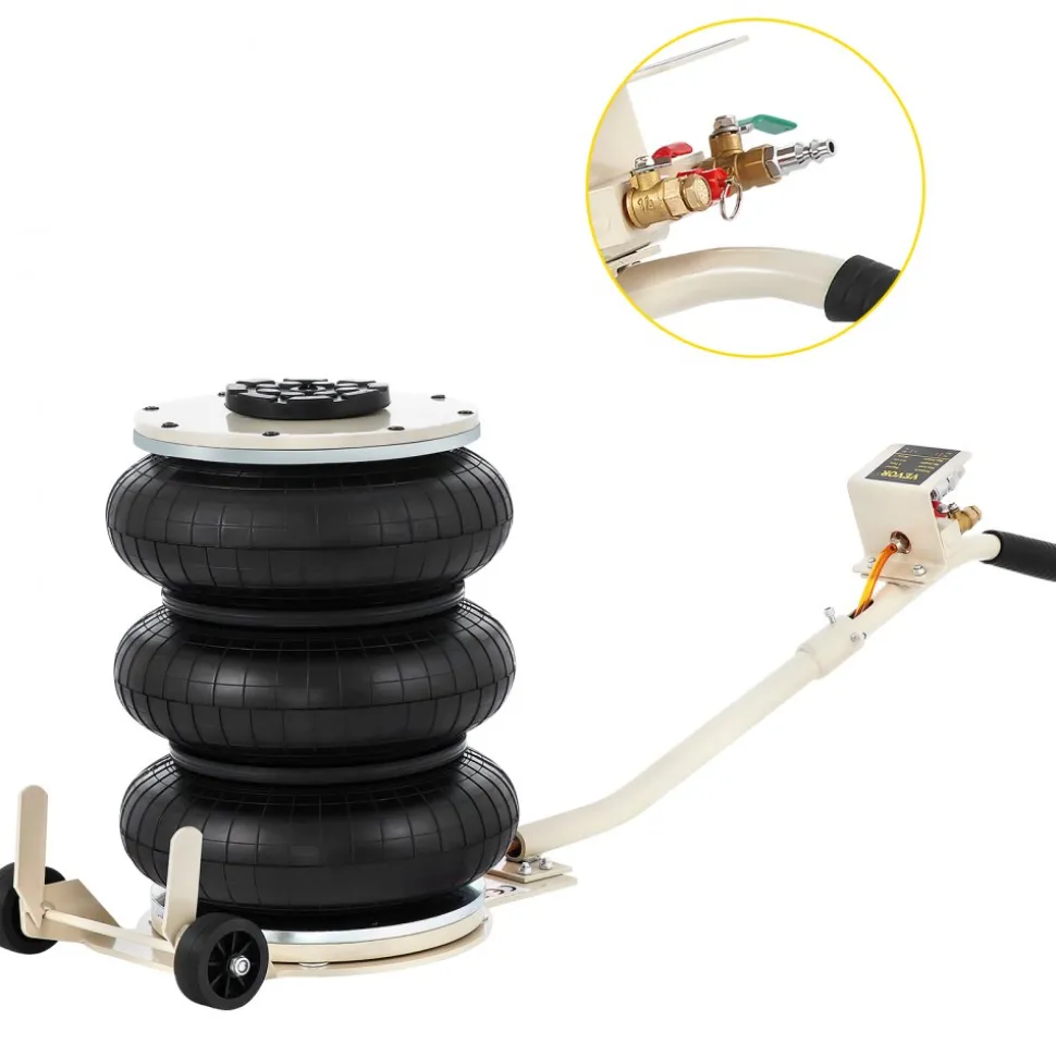 VEVOR Pneumatic Jack, 5 Ton/11023 lbs Triple Bag Air Jack, Lifting Height 6.3-15.75 Inch, Inflatable Car Jack with Long Handle, Lifter Pneumatic Air Jack for Garage Car Lifting Repair