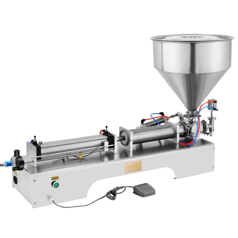 VEVOR Pneumatic Liquid Paste Filling Machine 50-500ML Volume, Horizontal Cream Filling Machine with 30L Hopper, Pneumatic liquid Filling Machine for Water Oil Cream etc