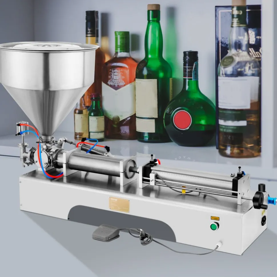 VEVOR Pneumatic Liquid Paste Filling Machine 50-500ML Volume, Horizontal Cream Filling Machine with 30L Hopper, Pneumatic liquid Filling Machine for Water Oil Cream etc