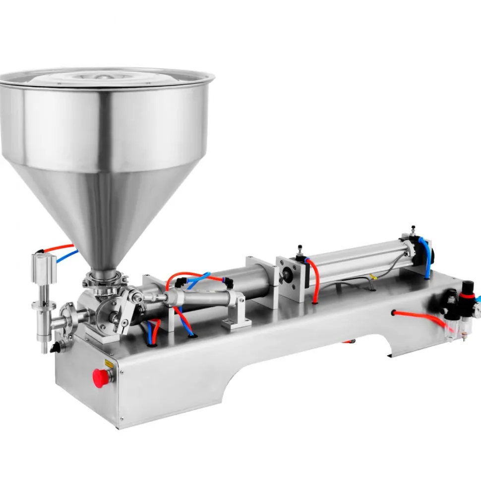 VEVOR Pneumatic Liquid Paste Filling Machine 50-500ML Volume, Horizontal Cream Filling Machine with 30L Hopper, Pneumatic liquid Filling Machine for Water Oil Cream etc