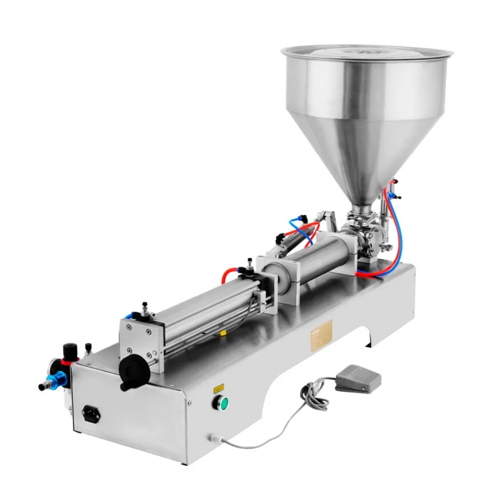 VEVOR Pneumatic Liquid Paste Filling Machine 50-500ML Volume, Horizontal Cream Filling Machine with 30L Hopper, Pneumatic liquid Filling Machine for Water Oil Cream etc