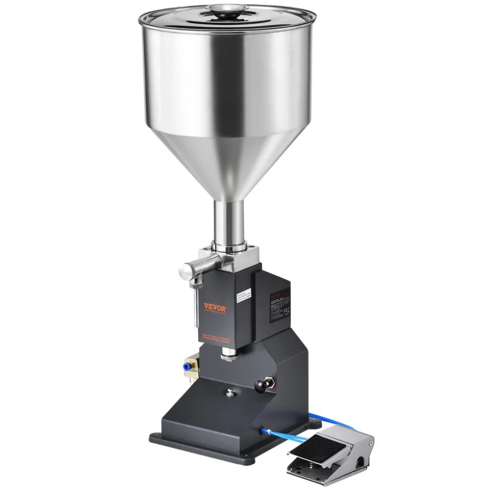 VEVOR Pneumatic Paste Liquid Filling Machine, 5-50ml Bottle Filler, Bottle Filling Machine, Stainless Steel Liquid Filler with Pedal for Milk Water Juice Essential Oil Shampoo Cosmetic Honey Lotion