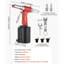 VEVOR Pneumatic Rivet Gun Kit with 3/32