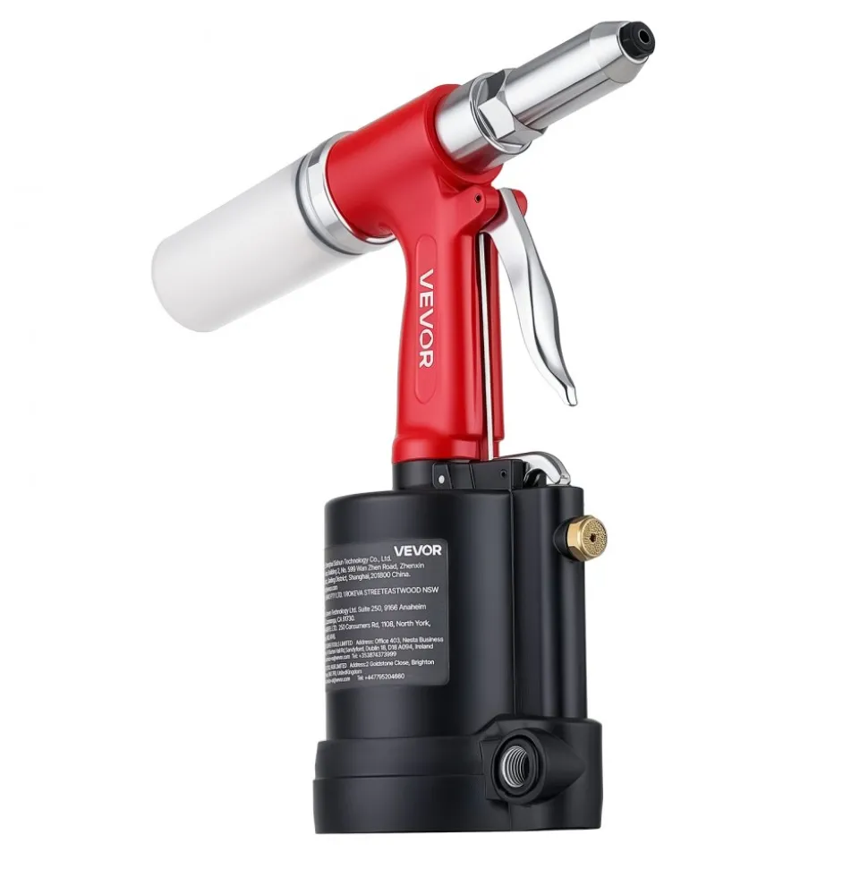 VEVOR Pneumatic Rivet Gun Kit with 3/32" 1/8" 5/32" 3/16" 1/4" Nosepieces, 3924 LBS Pulling Force, 3-Claw Secure Grip, Air Pop Riveter Tool for Automotive, Construction, Industrial Manufacturing