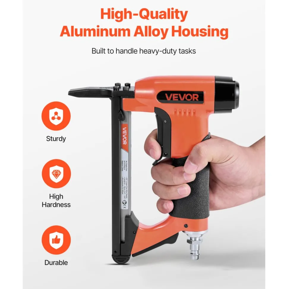 VEVOR Pneumatic Staple Gun, 22 Gauge Pneumatic Upholstery Stapler for 71 Series Fine Wire Staples 3/8-inch Crown 5/32"-5/8" Length, 70-110 PSI Air Staple Gun for Woodworking, Upholstering, DIY Project