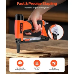 VEVOR Pneumatic Staple Gun, 22 Gauge Pneumatic Upholstery Stapler for 71 Series Fine Wire Staples 3/8-inch Crown 5/32