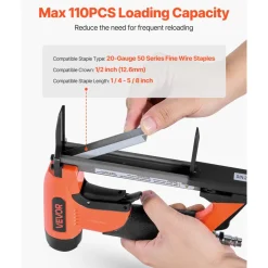 VEVOR Pneumatic Staple Gun, 22 Gauge Pneumatic Upholstery Stapler for 71 Series Fine Wire Staples 3/8-inch Crown 5/32