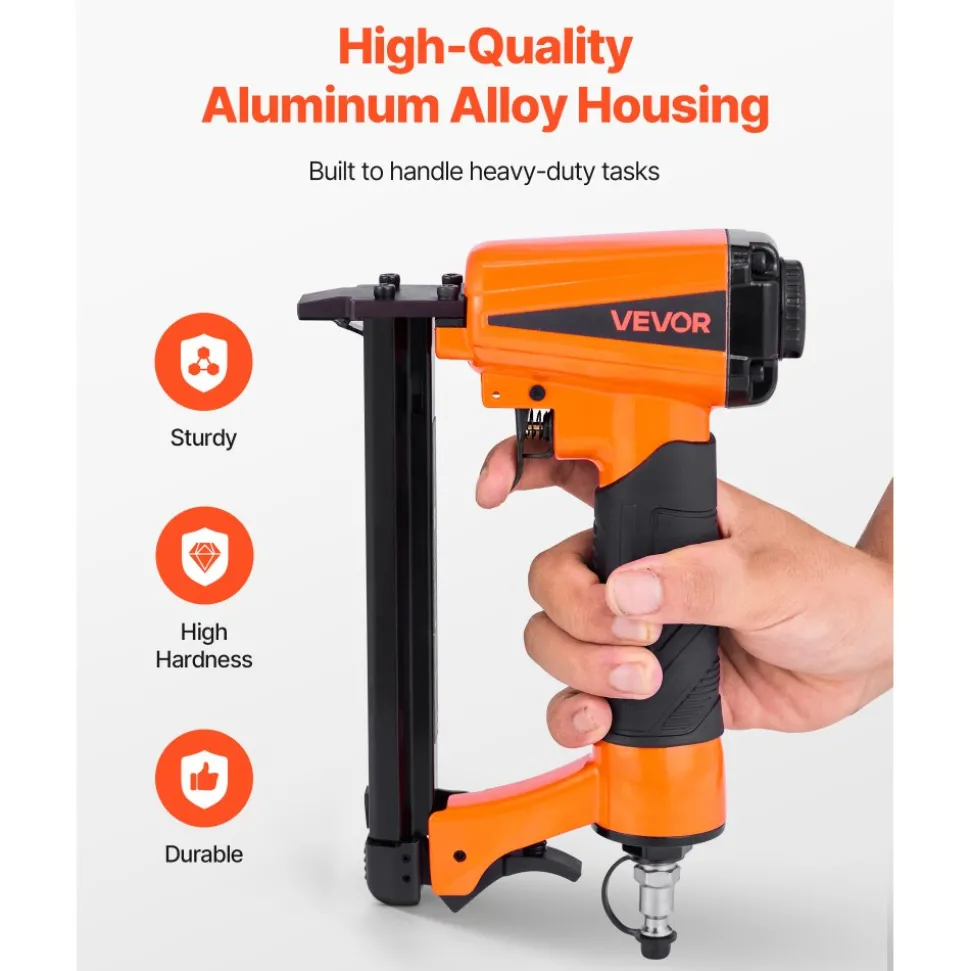 VEVOR Pneumatic Staple Gun, 21 Gauge Long-Nose Upholstery Stapler for 80 Series Fine Wire Staples 1/2-inch Crown 1/4"-5/8" Length, Max 150PCS Loading Air Staple Gun for Upholstering, Woodworking, DIY