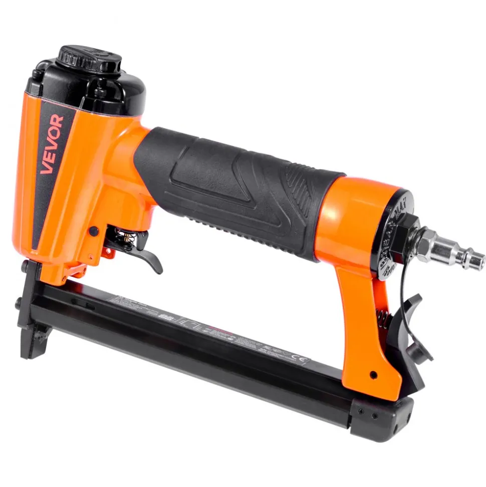 VEVOR Pneumatic Staple Gun, 21 Gauge Long-Nose Upholstery Stapler for 80 Series Fine Wire Staples 1/2-inch Crown 1/4"-5/8" Length, Max 150PCS Loading Air Staple Gun for Upholstering, Woodworking, DIY